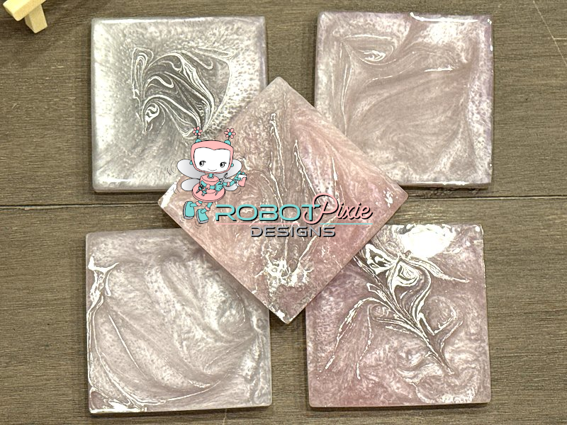 Pink and Silver Coaster Set