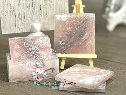 Pink and Silver Coaster Set