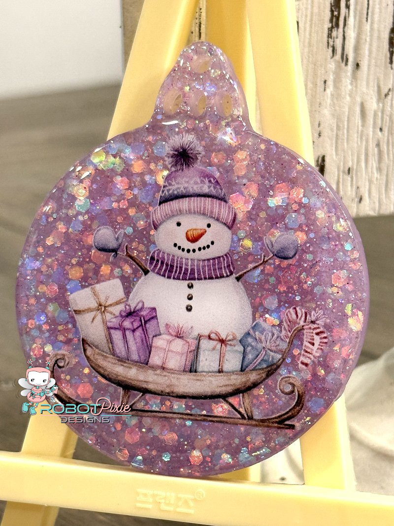 Purple Snowman Ornament Set