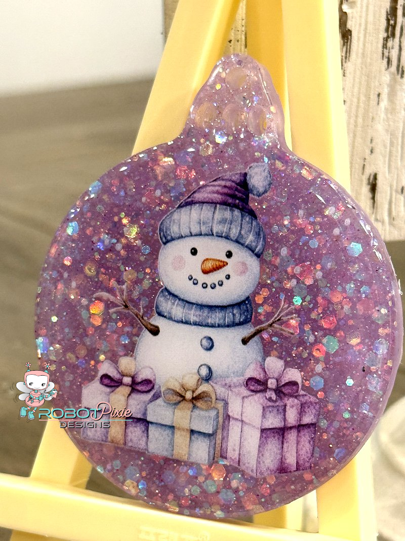 Purple Snowman Ornament Set
